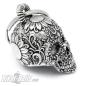 Preview: 3D Totenkopf Biker-Bell verziert mit Blumen mexikanischer Candy Skull Ride Bell